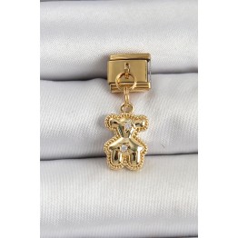 316L Çelik Sallantılı Zirkon Taşlı Ayıcık Model Gold Renk Nomination Charm TJ-BC1410