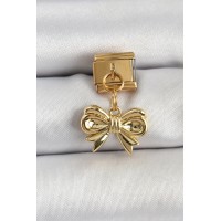 316L Çelik Sallantılı Fiyonk Model Gold Renk Nomination Charm TJ-BC1412