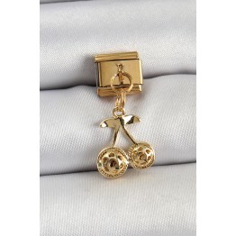 316L Çelik Sallantılı Zirkon Taşlı Fiyonk Model Gold Renk Nomination C316L Çelik Sallantılı Kiraz Model Gold Renk Nomination Charm TJ-BC1425