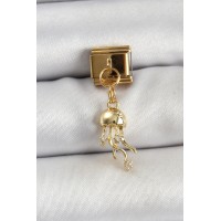 316L Çelik Sallantılı Zirkon Taşlı Deniz Anası Model Gold Renk Nomination Charm TJ-BC1427