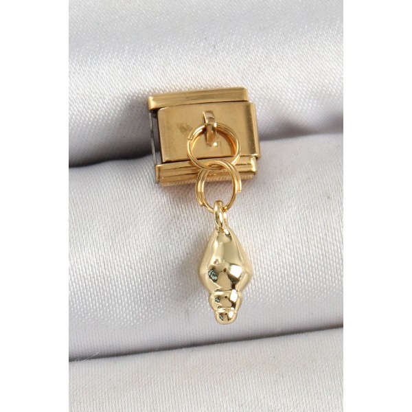 316L Çelik Sallantılı Deniz Kabuğu Model Gold Renk Nomination Charm TJ-BC1437
