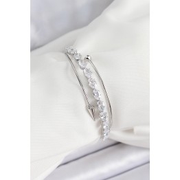 Pirinç Gümüş Renk Arpa Zirkon Taşlı Kadın Bileklik TJ-BB7064