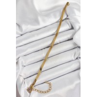 316L Çelik Gold Renk Yassı Zincir Model Kadın Bileklik TJ-BB7086