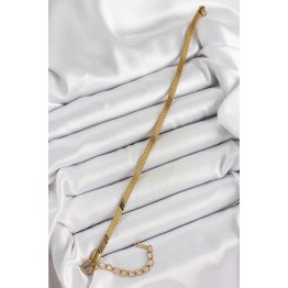316L Çelik Gold Renk Yassı Zincir Model Kadın Bileklik TJ-BB7086