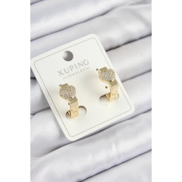 Xuping Zirkon Taşlı Kalp Model Gold Renk Kadın Küpe TJ-BKP10857