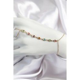Pirinç Renkli Kare Zirkon Taşlı Y Model Gold Renk Kadın Şahmeran TJ-SN682