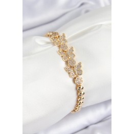 Pirinç Zirkon Taşlı Model Gold Renk Kadın Bileklik TJ-BB7541