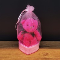 Hediyelik Pembe Tül Kese Ve Ayıcık