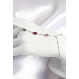 Pirinç Renkli Zirkon Taşlı Dikdörtgen Model Gümüş Renk Kadın Şahmeran TJ-SN694