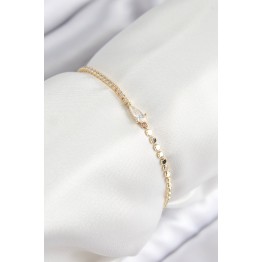 Pirinç Zirkon Taşlı Damla Model Ezme Zincir Gold Renk Kadın Bileklik TJ-BB7589