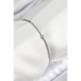 Pirinç Zirkon Taşlı Boncuk Model Ezme Zincir Gümüş Renk Kadın Bileklik TJ-BB7598