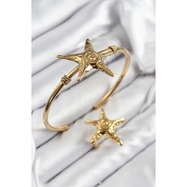Pirinç Deniz Yıldızı Model Gold Renk Bileklik Yüzük Set TJ-BB7600