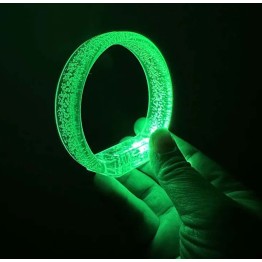 Yeşil Led Işıklı Baskı Yapılabilen Pilli Bileklik Bilezik 1,5 cm Genişlik