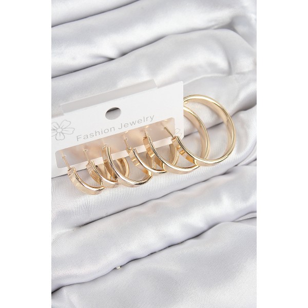 Pirinç Halka Model Gold Renk Kadın Set Küpe TJ-BKP11049