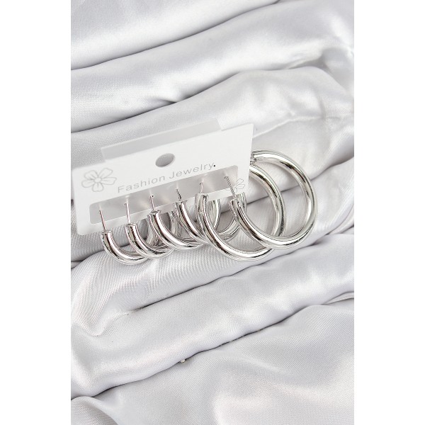 Pirinç Halka Model Gümüş Renk Kadın Set Küpe TJ-BKP11056