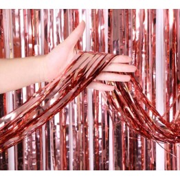Rose Gold Püsküllü Kapı Perdesi - Parti, Bekarlığa Veda, Doğum Günü 1x2 m