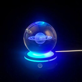 Satürn Gezegen Tasarım Dönen Usb li Cam Küre