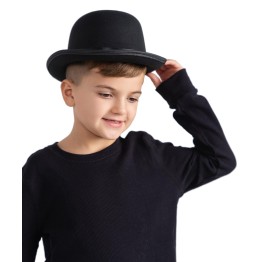 Charlie Chaplin Stil Çocuk Şapkası – Siyah Melon Parti Şapkası