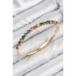 Pirinç Renkli Zirkon Taşlı Kalp Model Gold Renk Kadın Kelepçe TJ-BB7682