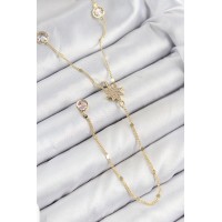 Pirinç Zirkon Taşlı Kutup Yıldızı Model Gold Renk Y Kolye TJ-BKO10452
