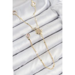 Pirinç Zirkon Taşlı Kutup Yıldızı Model Gold Renk Y Kolye TJ-BKO10452