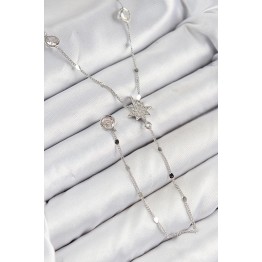 Pirinç Zirkon Taşlı Kutup Yıldızı Model Gümüş Renk Y Kolye TJ-BKO10453
