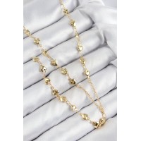 Pirinç Zirkon Taşlı Kalp Model Gold Renk Y Kolye TJ-BKO10457