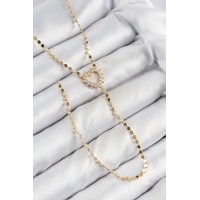 Pirinç Zirkon Taşlı Ezme Zincirli Kalp Model Gold Renk Y Kolye TJ-BKO10461