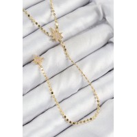 Pirinç Zirkon Taşlı Ezme Zincirli Kutup Yıldızı Model Gold Renk Y Kolye TJ-BKO10463