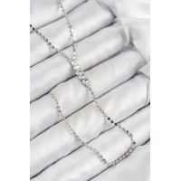 Pirinç Zirkon Taşlı Ezme Zincirli Model Gümüş Renk Y Kolye TJ-BKO10464