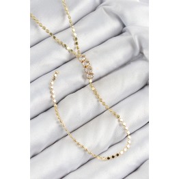 Pirinç Zirkon Taşlı Ezme Zincirli Model Gold Renk Y Kolye TJ-BKO10465