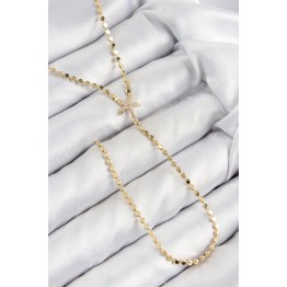 Pirinç Zirkon Taşlı Ezme Zincirli Deniz Yıldızı Model Gold Renk Y Kolye TJ-BKO10467