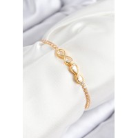 Pirinç Zirkon Taşlı Sonsuzluk Model Gold Renk Asansörlü Kadın Bileklik TJ-BB7721