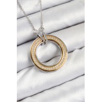 316L Çelik Zirkon Taşlı Dönen Daire Model Gold Ve Gümüş Renk Kadın Kolye TJ-BKO10479