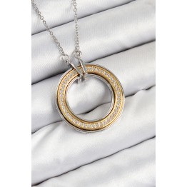 316L Çelik Zirkon Taşlı Dönen Daire Model Gold Ve Gümüş Renk Kadın Kolye TJ-BKO10479