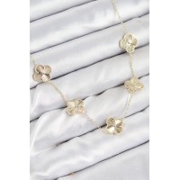 Pirinç VIP Yonca Model Gold Renk Kadın Kolye - TJ-BKO10484