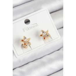 Pirinç Zirkon Taşlı Yıldız Model Gold Renk Çocuk Küpe TJ-BKP11200