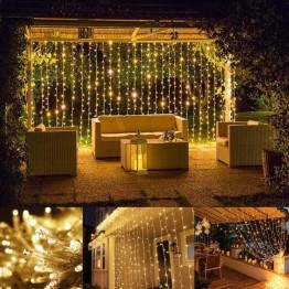 3 x 2 Perde Led Sarı Işık