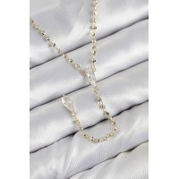 Pirinç Zirkon Taşlı Gold Renk Kadın Y Kolye TJ-BKO10497