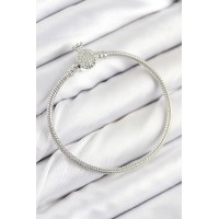 Pirinç Charm Zirkon Taşlı Taç Model Gümüş Renk Kadın Bileklik TJ-BB7802