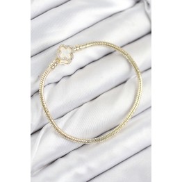 Pirinç Charm Zirkon Taşlı Yonca Model Gold Renk Kadın Bileklik TJ-BB7805