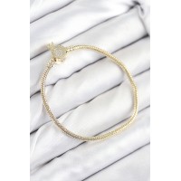 Pirinç Charm Zirkon Taşlı Taç Model Gold Renk Kadın Bileklik TJ-BB7808