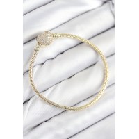 Pirinç Charm Zirkon Taşlı Kalp Model Gold Renk Kadın Bileklik TJ-BB7809