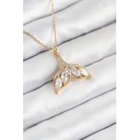 316L Çelik Zirkon Taşlı Balık Kuyruğu Model Gold Renk Kadın Kolye TJ-BKO10511