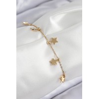 316L Çelik Sıralı Yıldız Model Gold Renk Kadın Bileklik TJ-BB7825