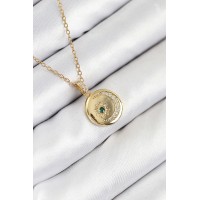 316L Çelik Zirkon Taşlı Ay Ve Güneş Model Gold Renk Kadın Kolye TJ-BKO10539
