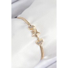 Pirinç Zirkon Taşlı Yıldız Model Gold Renk Kadın Bileklik TJ-BB7903