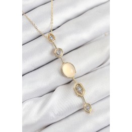 Pirinç Zincir Sarı Gold Renk Zirkon Taşlı Y Kolye TJ-BKO10555
