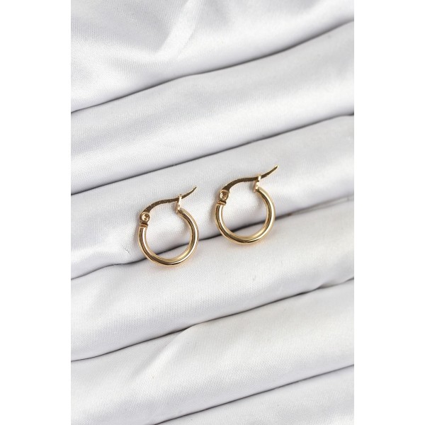 316L Çelik Gold Renk 12 mm Halka Kadın Küpe TJ-BKP11224