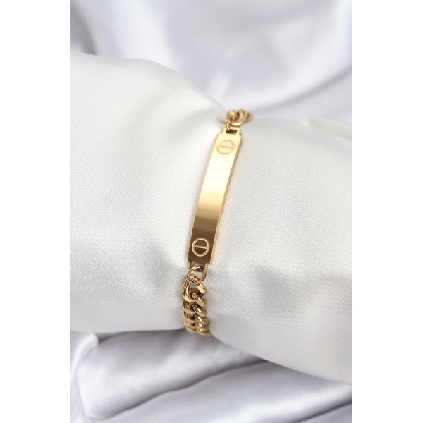 316L Çelik Gold Renk Yazı Yazmaya Uygun Kadın Bileklik TJ-BB7918